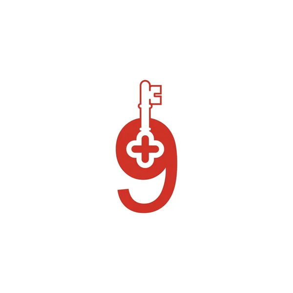 Nummer Logo Symbol Mit Schlüsselsymbol Design Symbol Vorlagenvektor — Stockvektor