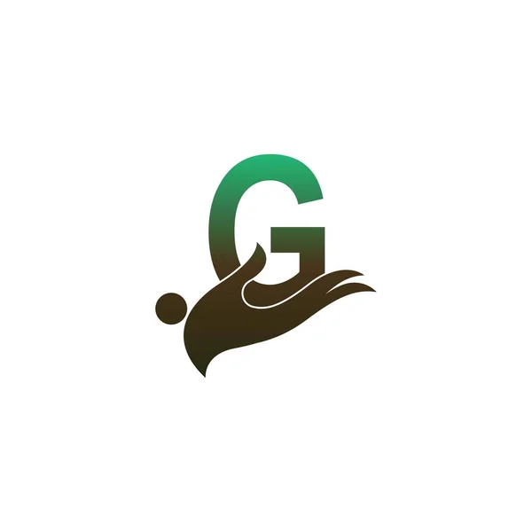 人々と手紙Gのロゴアイコン手デザインシンボルテンプレートベクトル — ストックベクタ