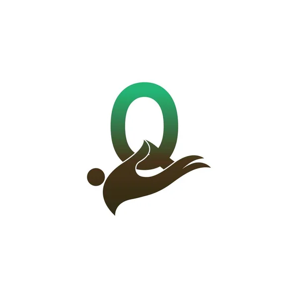 Bokstav Logotyp Ikon Med Människor Hand Design Symbol Mall Vektor — Stock vektor