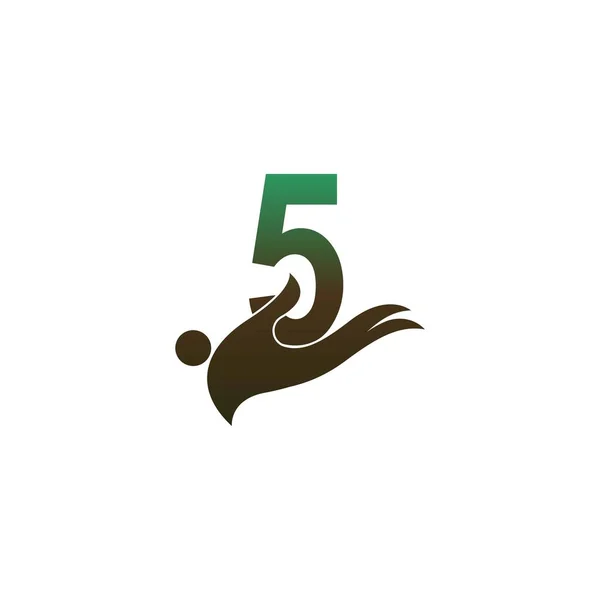 Nummer Logo Pictogram Met Mensen Hand Ontwerp Symbool Template Vector — Stockvector