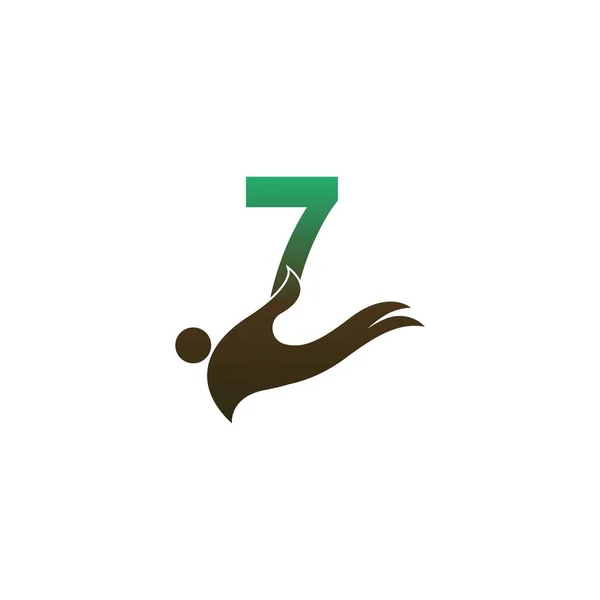 Nummer Logotyp Ikon Med Människor Hand Design Symbol Mall Vektor — Stock vektor
