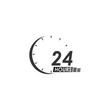 24 Saat simge logo vektör çizim şablonu