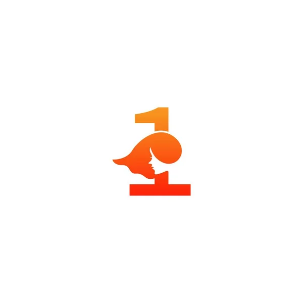 Numéro Avec Logo Visage Femme Icône Design Vectoriel Illustration — Image vectorielle