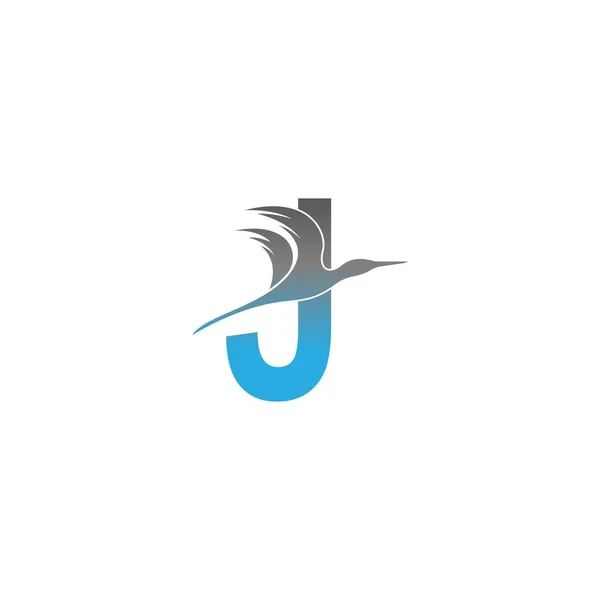 Lettre Logo Avec Pélican Oiseau Icône Design Vecteur — Image vectorielle