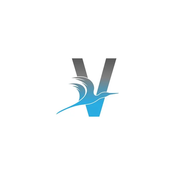 字母V标志与鹈鹕鸟图标设计矢量 — 图库矢量图片