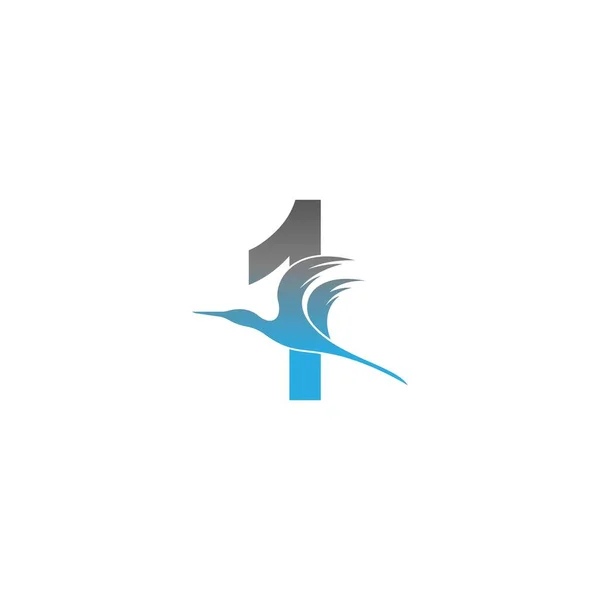Logo Numéro Avec Vecteur Conception Icône Oiseau Pélican — Image vectorielle
