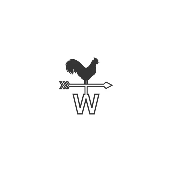 Písmeno Logo Kohoutí Větrovkou Vzor Ikony Vektor Šablony — Stockový vektor