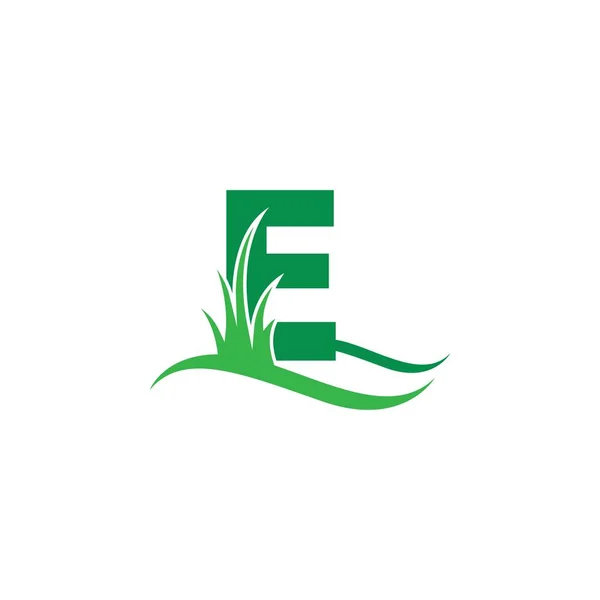 Lettre Derrière Modèle Vectoriel Conception Logo Icône Herbe Verte — Image vectorielle