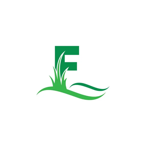 Буква Векторным Шаблоном Логотипа Зеленой Травы — стоковый вектор