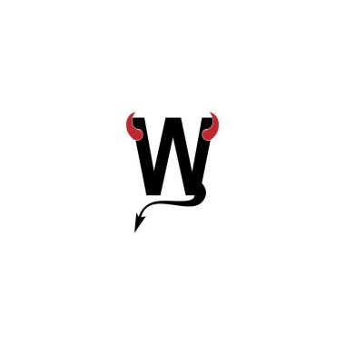Letter W with devil's horns and tail icon logo design vector template