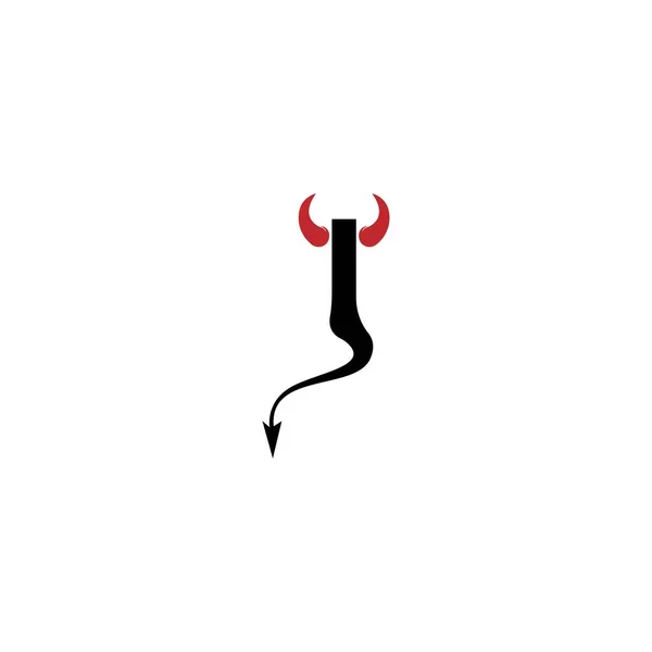 Letter Devil Horns Tail Icon Logo Design Vector Template — Wektor stockowy