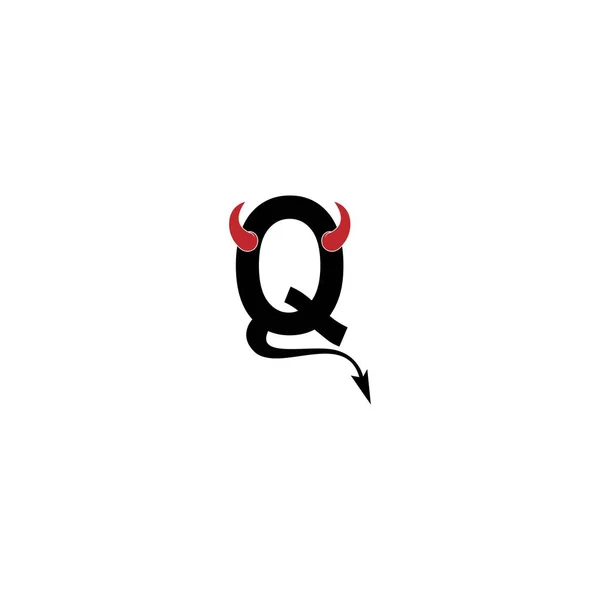 Letter Devil Horns Tail Icon Logo Design Vector Template — Stok Vektör