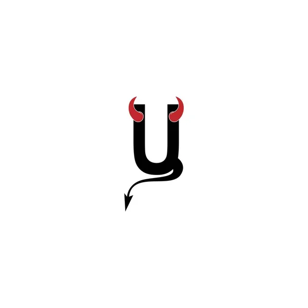 Letter Devil Horns Tail Icon Logo Design Vector Template — Wektor stockowy