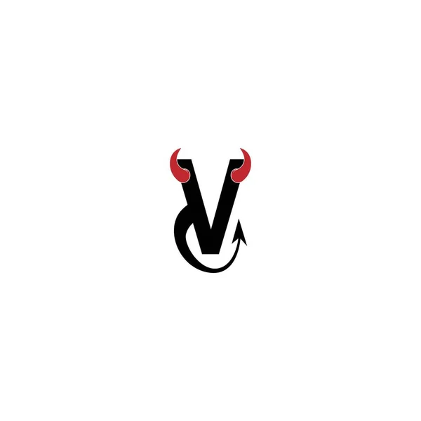 字母V与魔鬼角和尾巴图标标志设计矢量模板 — 图库矢量图片