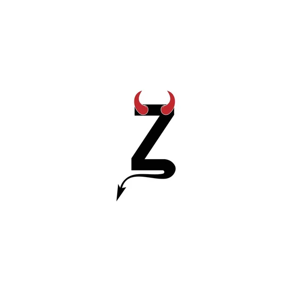 Lettre Avec Cornes Diable Icône Queue Modèle Vectoriel Conception Logo — Image vectorielle