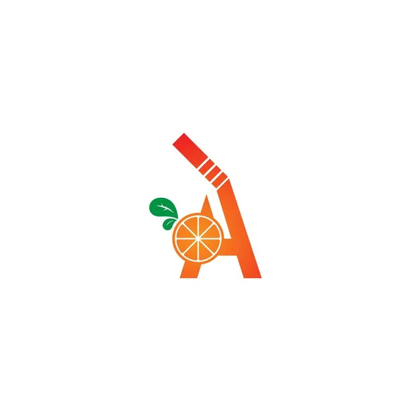 Letra Con Jugo Naranja Icono Logotipo Diseño Plantilla Ilustración — Vector de stock