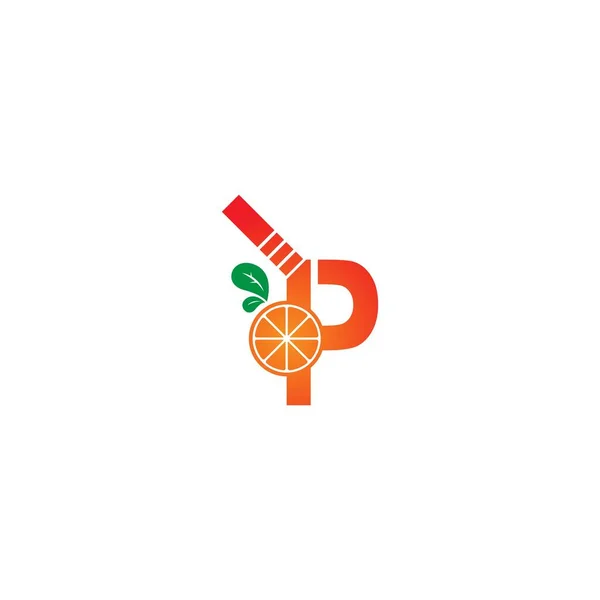 Letra Con Jugo Naranja Icono Logotipo Diseño Plantilla Ilustración — Vector de stock