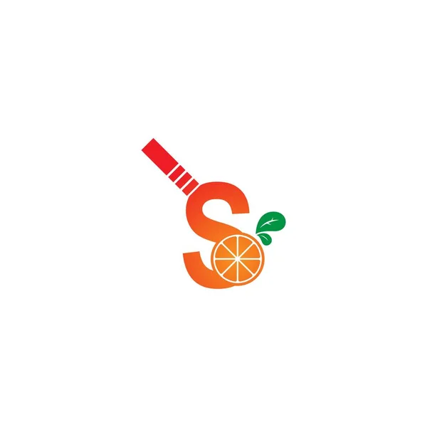 Letra Con Jugo Naranja Icono Logotipo Diseño Plantilla Ilustración — Vector de stock