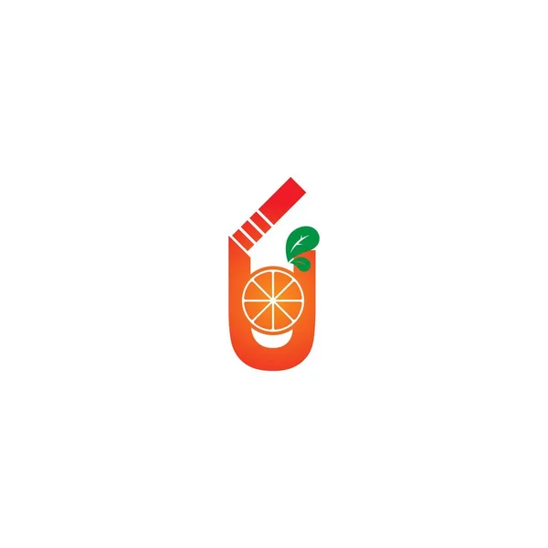 Letra Con Jugo Naranja Icono Logotipo Diseño Plantilla Ilustración — Archivo Imágenes Vectoriales