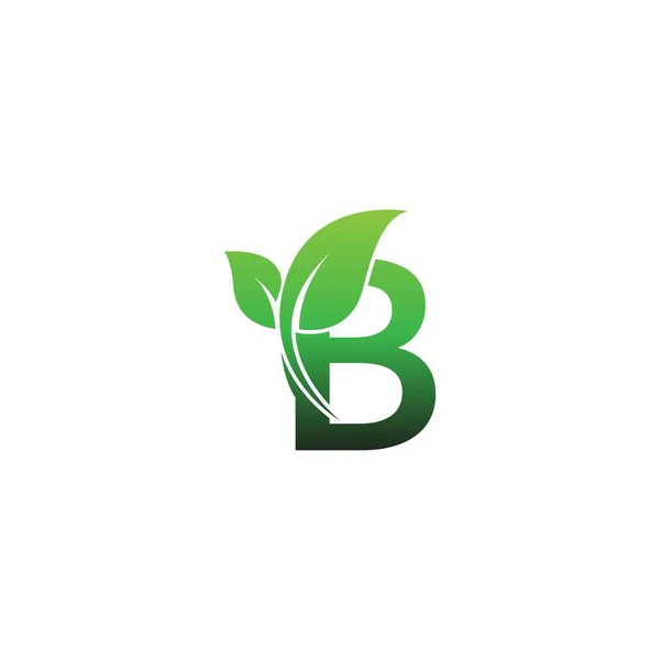 Letra Con Hojas Verdes Icono Logotipo Diseño Plantilla Ilustración Vector — Vector de stock