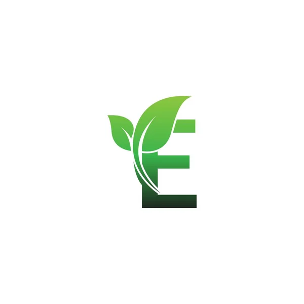 Letra Con Hojas Verdes Icono Logotipo Diseño Plantilla Ilustración Vector — Vector de stock