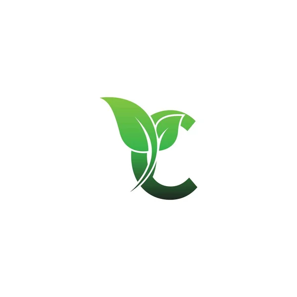 Betű Zöld Levelek Ikon Logó Tervezés Sablon Illusztráció Vektor — Stock Vector