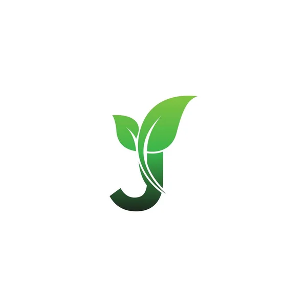 Betű Zöld Levelek Ikon Logó Design Sablon Illusztráció Vektor — Stock Vector
