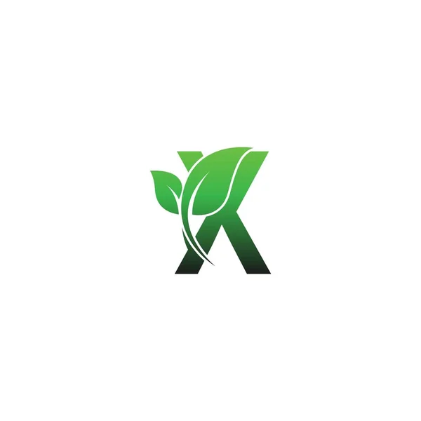 Betű Zöld Levelek Ikon Logó Tervezés Sablon Illusztráció Vektor — Stock Vector