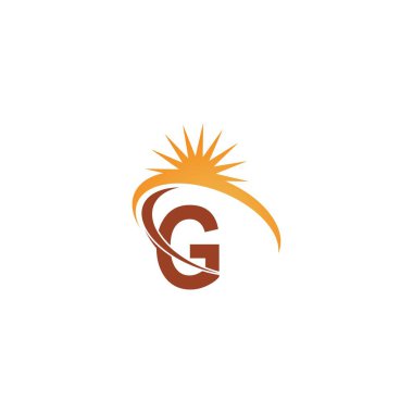 Letter G with sun ray icon logo design template illustration vector