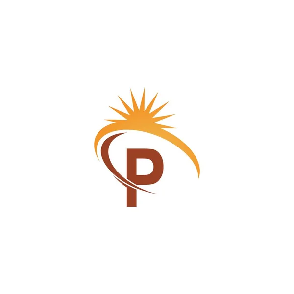 Letter Sun Ray Icon Logo Design Template Illustration Vector — Vector de stock