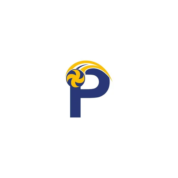 Letra Con Aplastamiento Volley Bola Icono Logotipo Diseño Plantilla Ilustración — Vector de stock