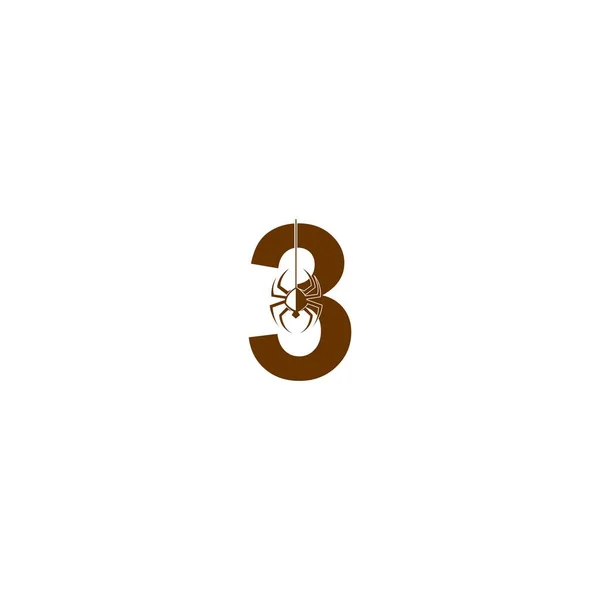 Nummer Mit Spinnensymbol Logo Design Vorlagenvektor — Stockvektor