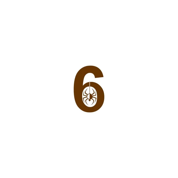 Numéro Avec Icône Araignée Modèle Conception Logo Vecteur — Image vectorielle