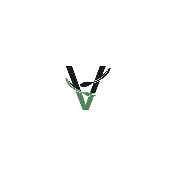 Betű Villával Kanállal Logó Ikon Design Vektor Illusztráció — Stock Vector
