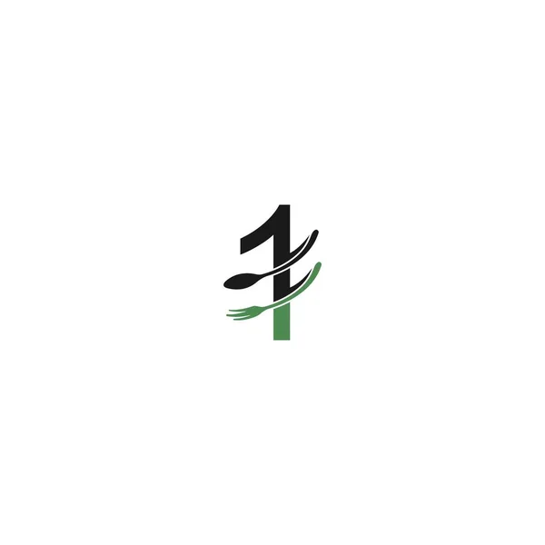 Número Com Garfo Colher Logotipo Ícone Design Vetor Ilustração — Vetor de Stock