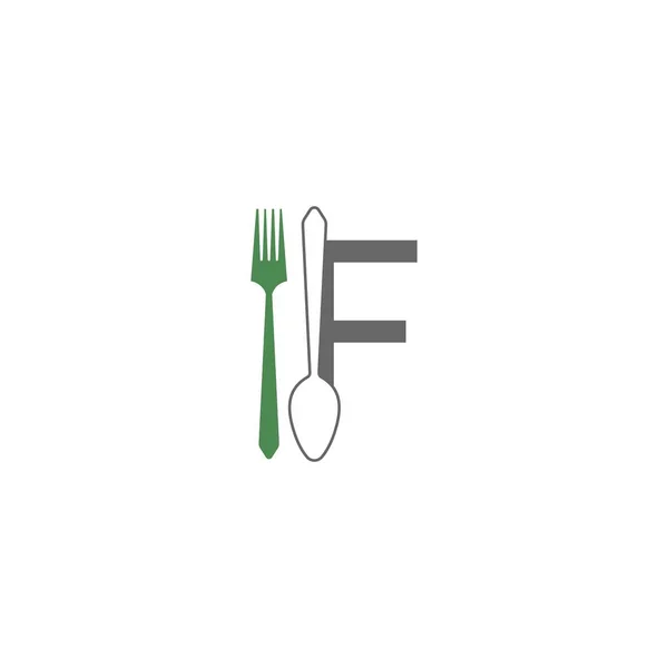 Letra Con Tenedor Cuchara Logotipo Icono Diseño Vector Ilustración — Vector de stock