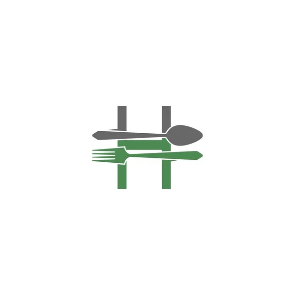 Letra Con Tenedor Cuchara Logotipo Icono Diseño Vector Ilustración — Vector de stock