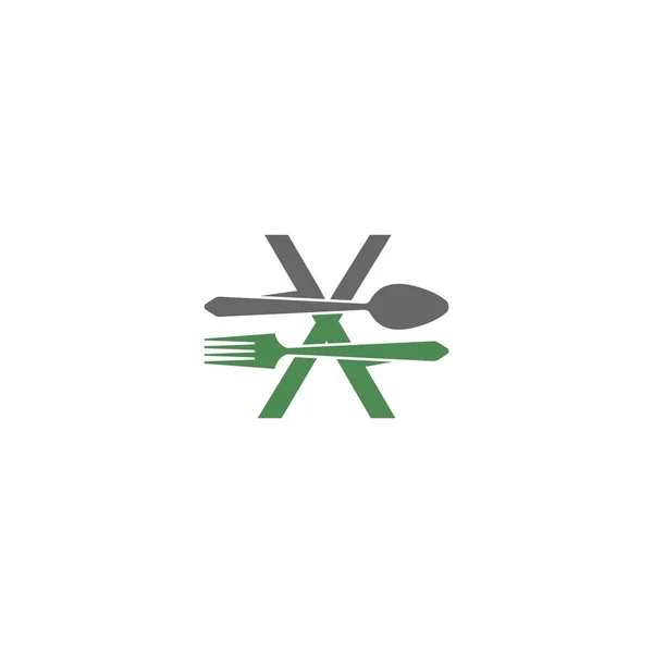 Letra Con Tenedor Cuchara Logotipo Icono Diseño Vector Ilustración — Vector de stock