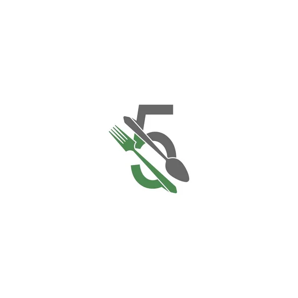 Número Con Ilustración Vectores Diseño Iconos Logotipo Horquilla Cuchara — Vector de stock