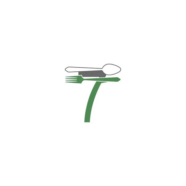 Numéro Avec Illustration Vectorielle Conception Icône Logo Fourchette Cuillère — Image vectorielle