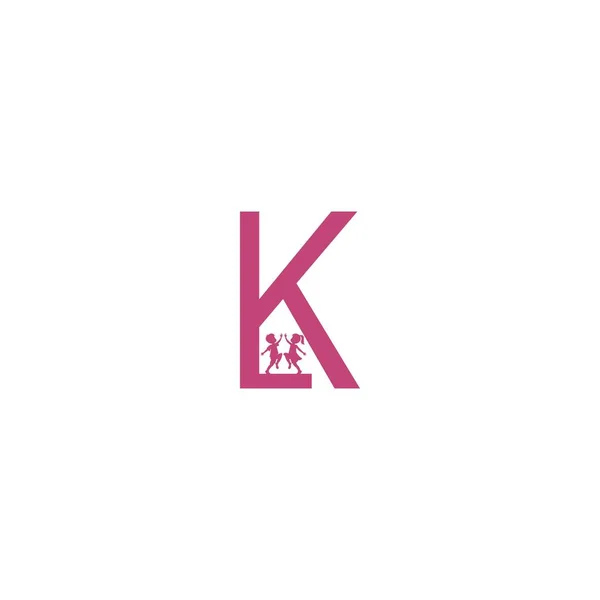 字母K和孩子图标标志设计向量模板 — 图库矢量图片