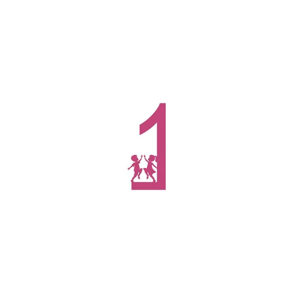 Modello Vettoriale Progettazione Logo Icona Numero Bambini — Vettoriale Stock