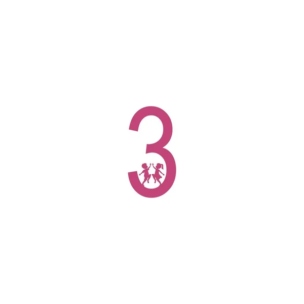 Nummer Und Kinder Symbol Logo Design Vektorvorlage — Stockvektor