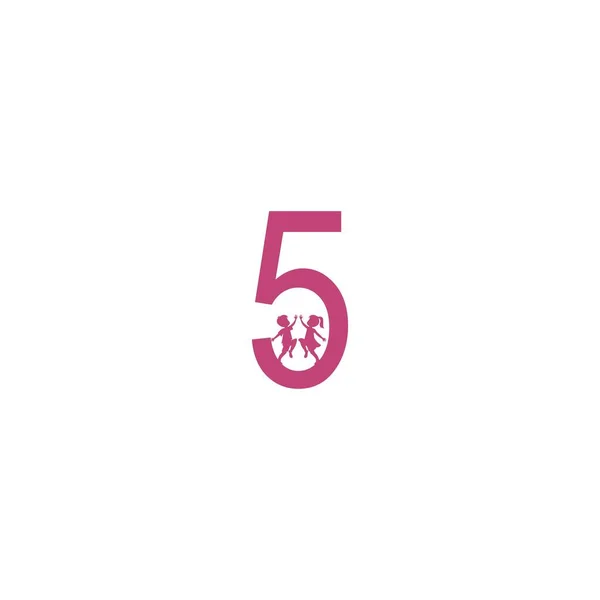 Nummer Und Kinder Symbol Logo Design Vektorvorlage — Stockvektor
