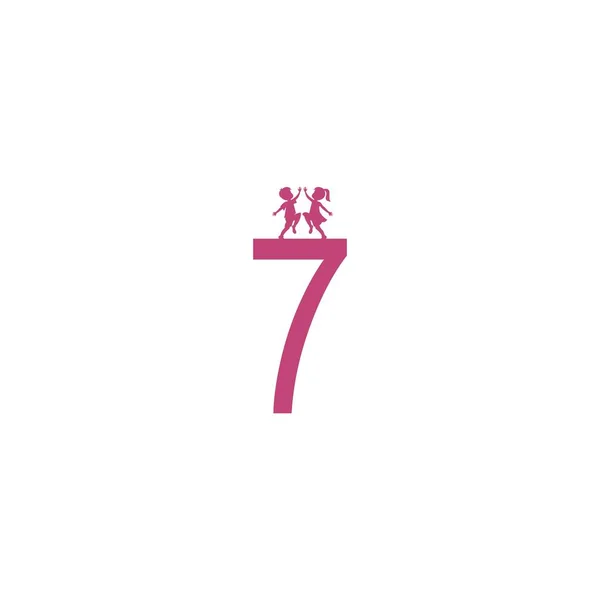 7号和孩子图标标志设计矢量模板 — 图库矢量图片