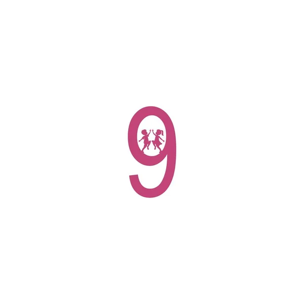 Nummer Und Kinder Symbol Logo Design Vektor Vorlage — Stockvektor