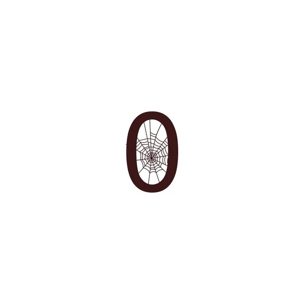 Numéro Zéro Avec Illustration Vectorielle Modèle Conception Icône Toile Araignée — Image vectorielle