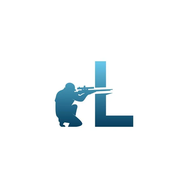 Keskin Nişancı Simgesi Logo Tasarım Konsept Şablonu Vektörü Olan Harfi — Stok Vektör