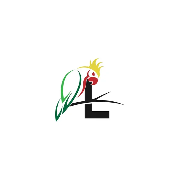 字母L与鹦鹉鸟图标标志设计矢量插图 — 图库矢量图片