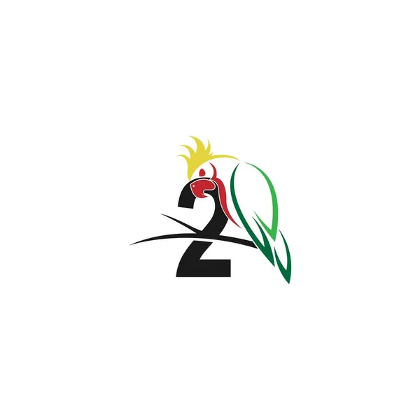 Nummer Mit Papageienvogel Symbol Logo Design Vektor Illustration — Stockvektor